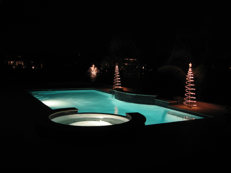 Pool lights at night