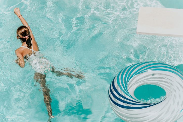 swimming in the pool