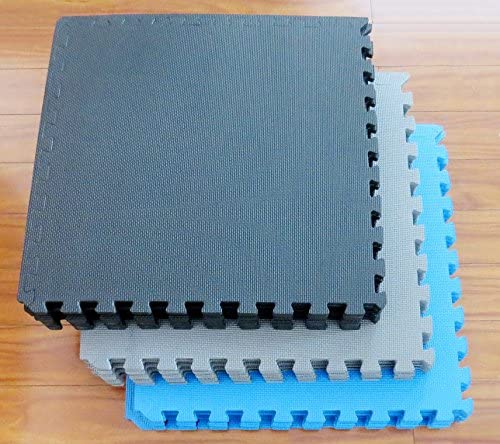 EVA interlocking foam tiles for under pools come in black, grey and blue color