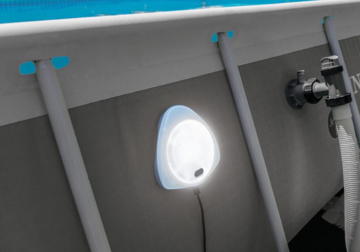 Intex brand magnetic pool light for above ground pools.