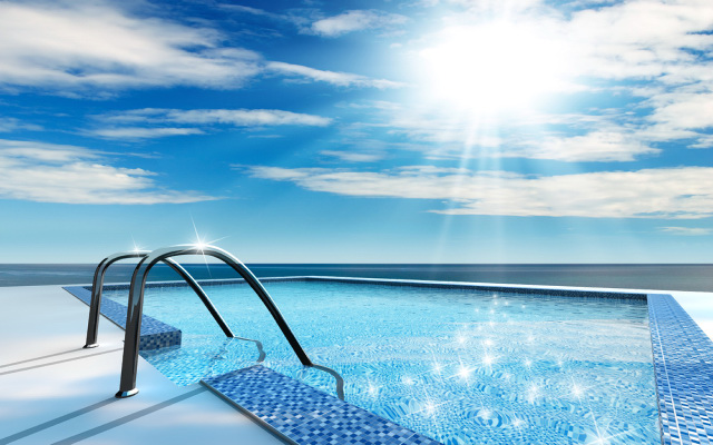 Beautiful pool in the sun.