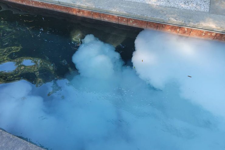 Cloudy inground pool after adding soda ash or baking soda. 