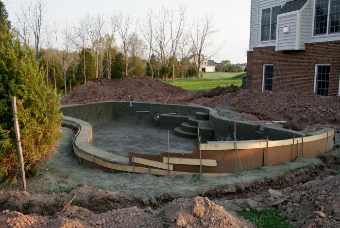 concrete pool under construction