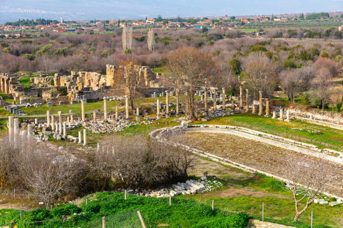 ruins of a huge pool in Aphrodisias, Turkey